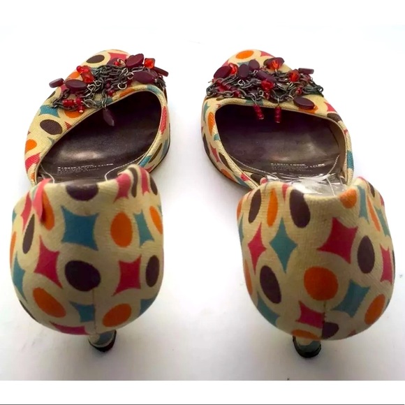 NED NEDY Colorful Geometric Design Canvas Heels - Picture 5 of 9